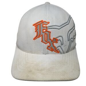 Fox Fitted Baseball Hat White Medium Embroidered Vent Holes Outdoor